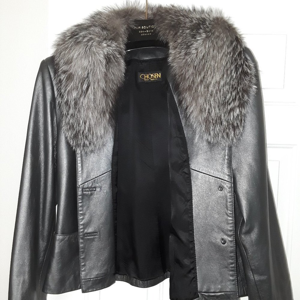 gray leather bomber jacket